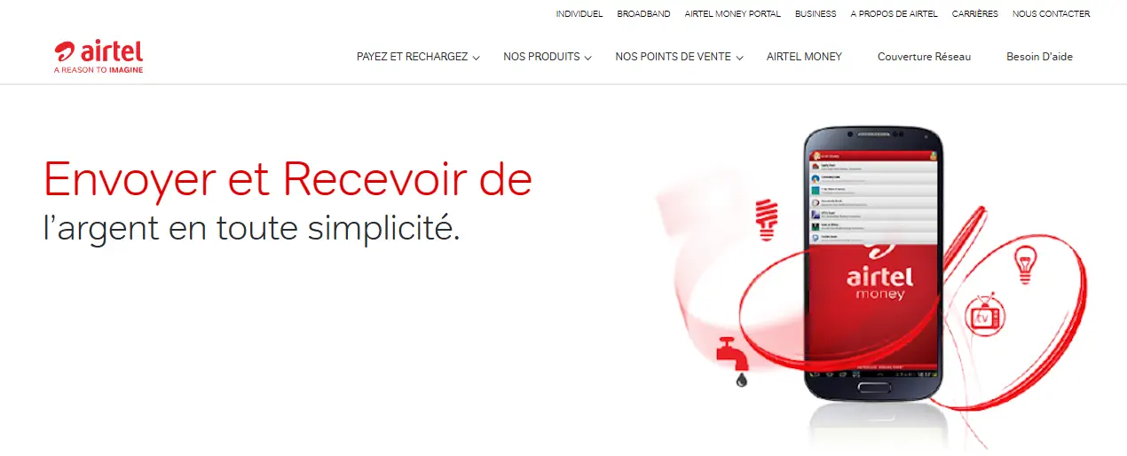 Airtel Money Website Screenshot